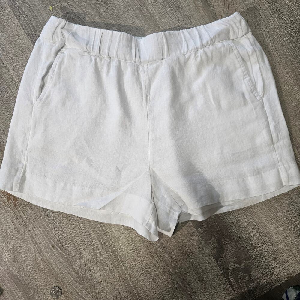 J. Crew White 100% Linen High Rise Pull-On Shorts - Lined - Size M